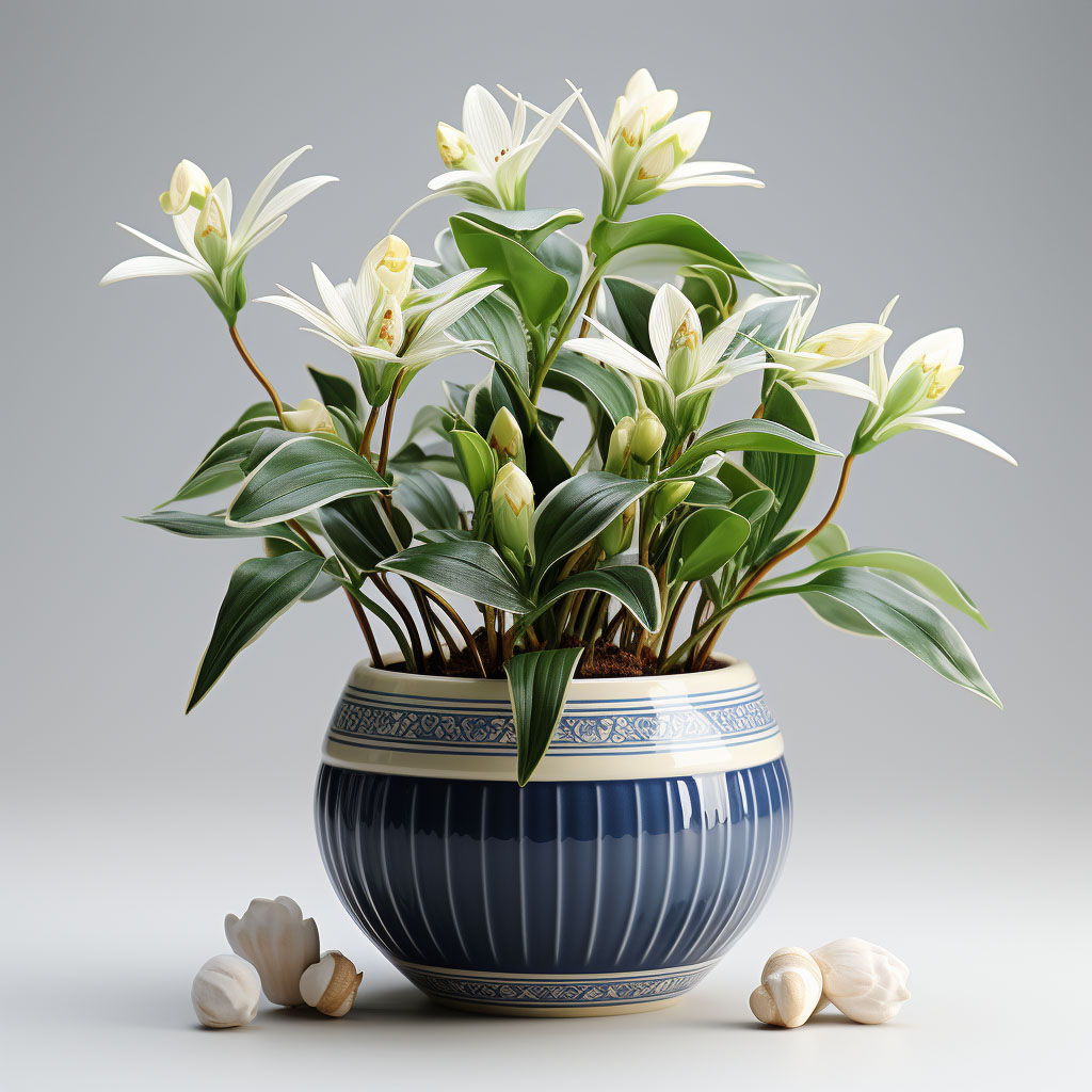 white-green-flowers-in-blue-pot